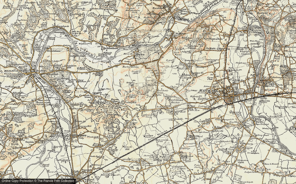 Old Map of Burchett's Green, 1897-1909 in 1897-1909