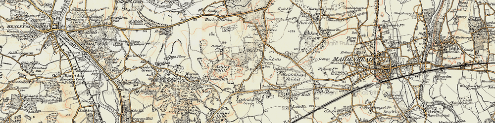 Old map of Burchett's Green in 1897-1909