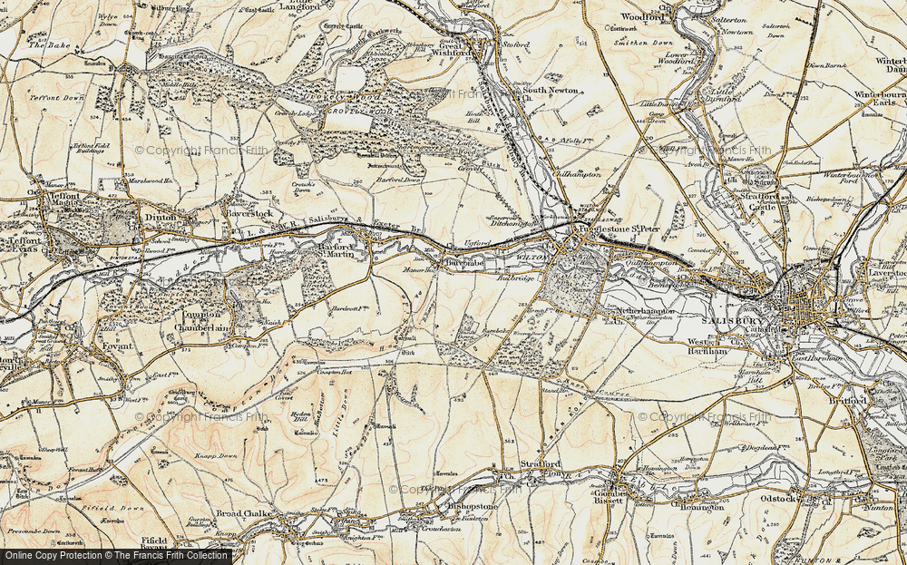 Old Map of Burcombe, 1897-1899 in 1897-1899