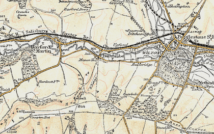 Old map of Burcombe in 1897-1899