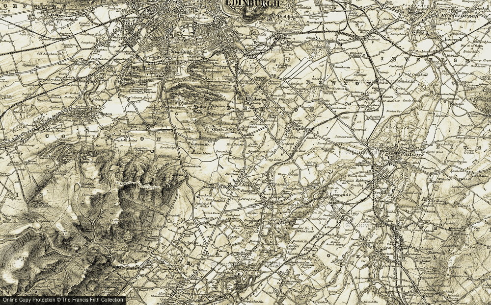 Old Map of Historic Map covering Burdiehouse Burn in 1903-1904