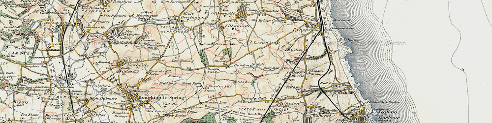 Old map of Burdon in 1901-1904