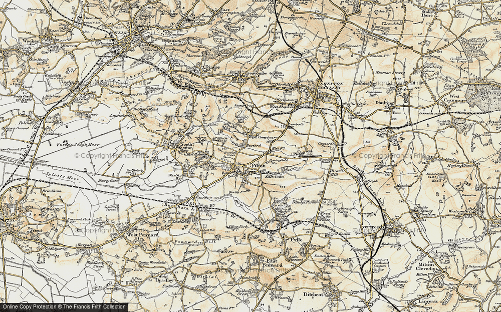 Old Map of Historic Map covering Burford Cross in 1899