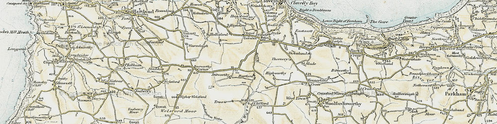 Old map of Burford in 1900