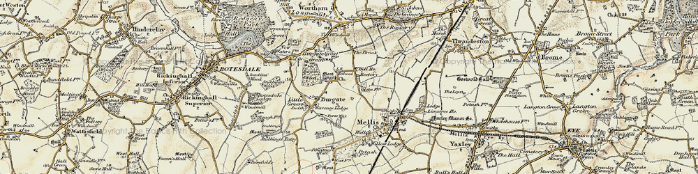 Old map of Burgate in 1901