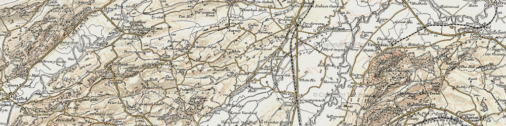 Old map of Burgedin Hall in 1902-1903