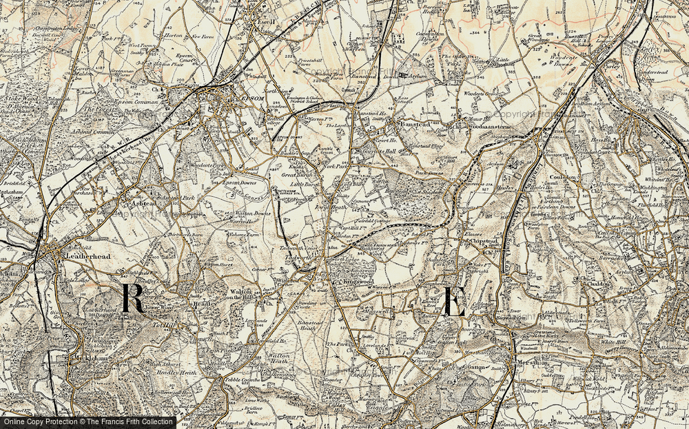 Old Map of Burgh Heath, 1897-1909 in 1897-1909