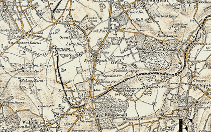 Old map of Burgh Heath in 1897-1909
