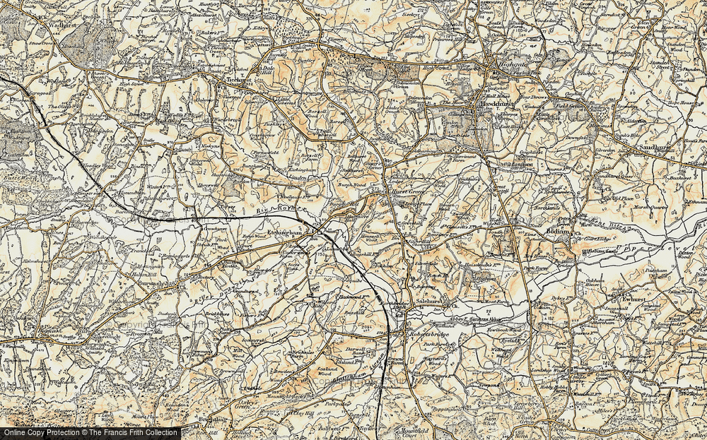 Old Map of Historic Map covering Burgh Wood in 1898