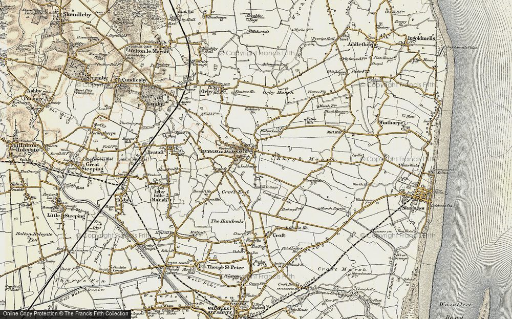 Old Map of Historic Map covering Bratoft Corner in 1901-1903