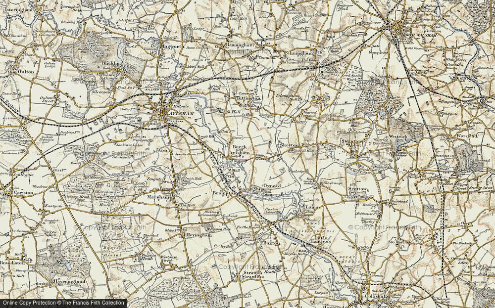 Old Map of Burgh next Aylsham, 1901-1902 in 1901-1902