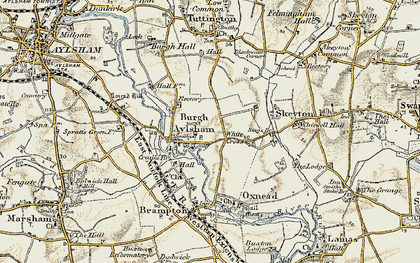 Old map of Burgh next Aylsham in 1901-1902