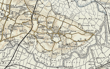 Old map of Burgh Marshes in 1901-1902