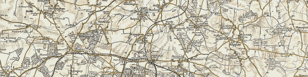 Old map of Burgh Stubbs in 1901-1902