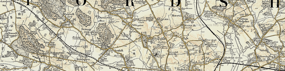 Old map of Burghill in 1900-1901
