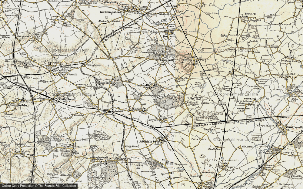 Old Map of Historic Map covering Burghwallis Grange in 1903