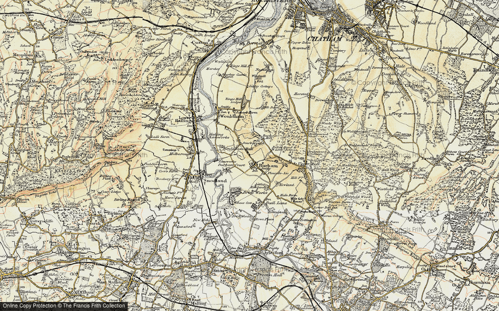 Old Map of Historic Map covering Bridge Woods in 1897-1898