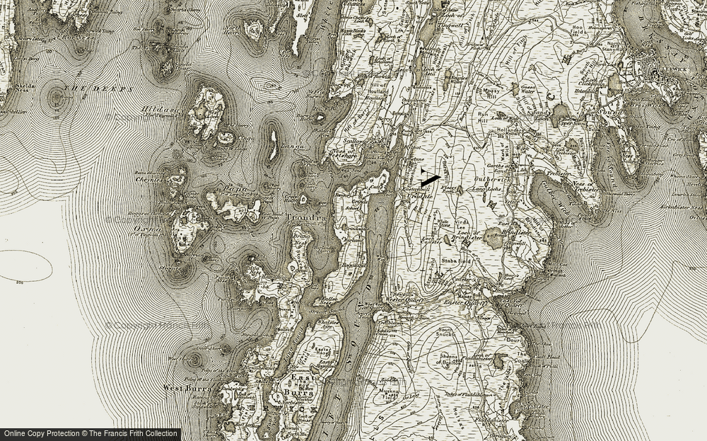 Old Map of Historic Map covering Burland Skerry in 1911-1912