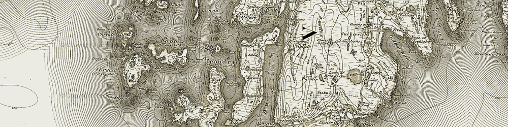 Old map of Burn of Sundibanks in 1911-1912