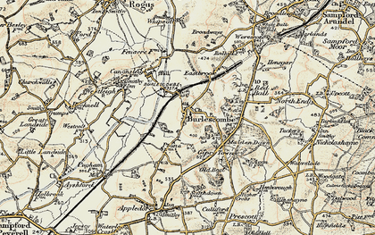Old map of Burlescombe in 1898-1900