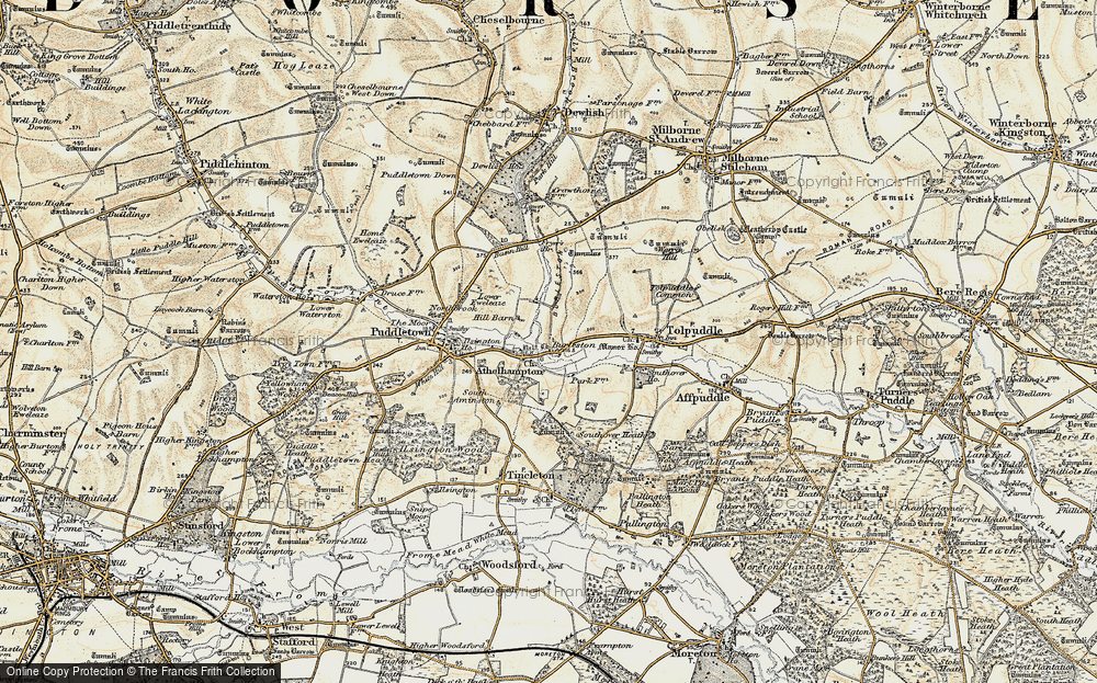 Old Map of Historic Map covering Athelhampton House in 1897-1909