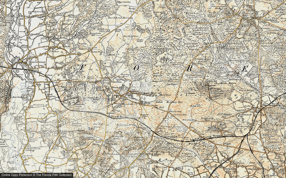 Old Map of Historic Map covering Burley Lodge in 1897-1909