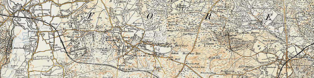 Old map of Burley Outer Rails Inclosure in 1897-1909