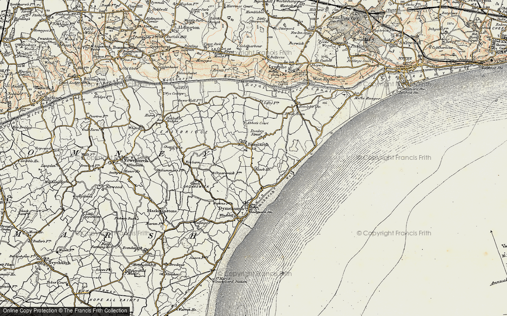 Old Map of Burmarsh, 1898 in 1898