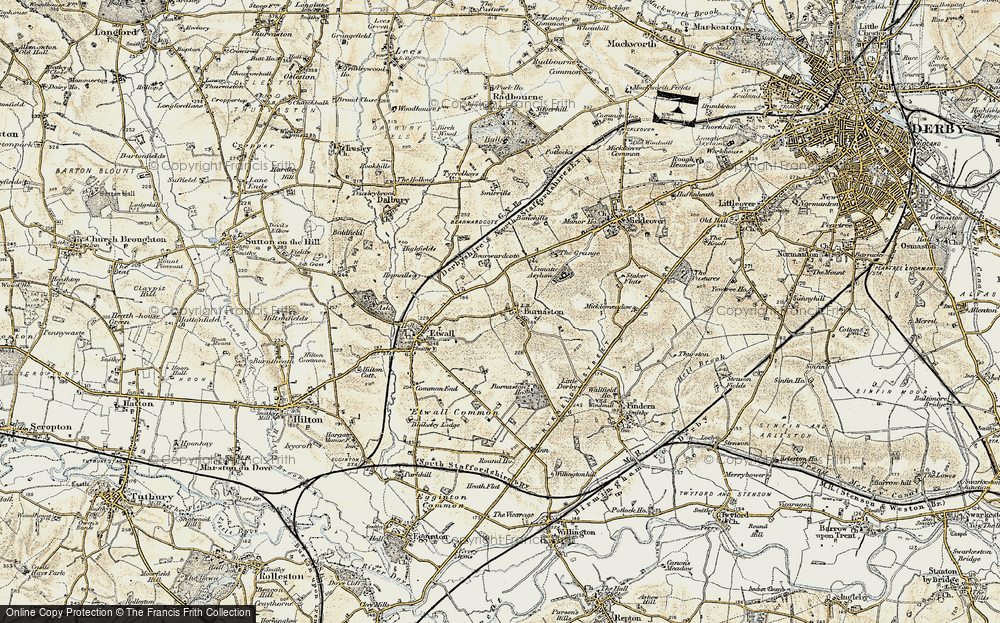 Old Map of Burnaston, 1902 in 1902