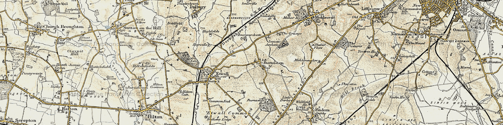 Old map of Burnaston in 1902