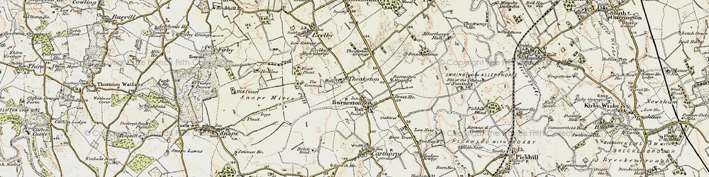 Old map of Burneston in 1903-1904