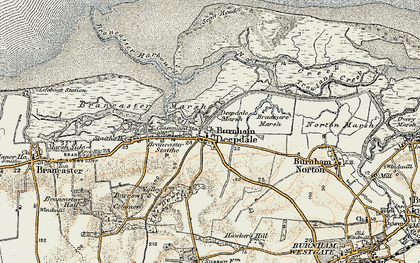 Old map of Burnham Deepdale in 1901-1902