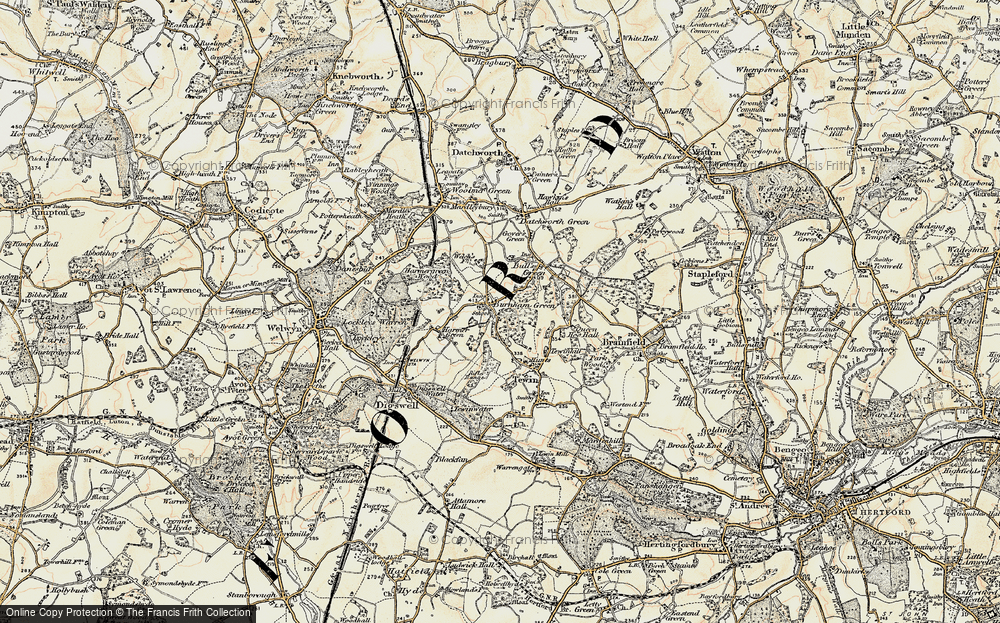 Old Map of Burnham Green, 1898-1899 in 1898-1899