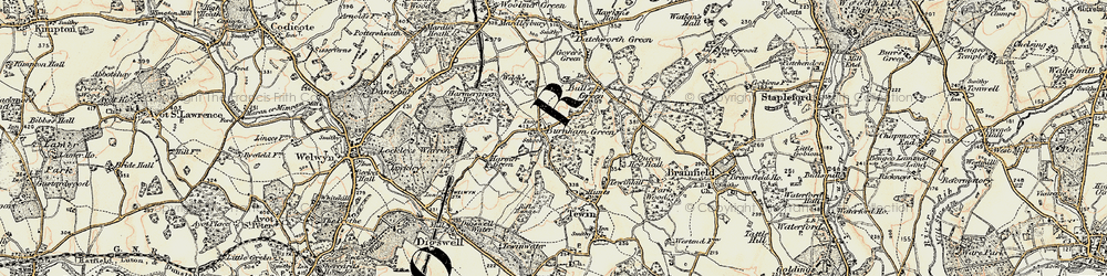 Old map of Burnham Green in 1898-1899