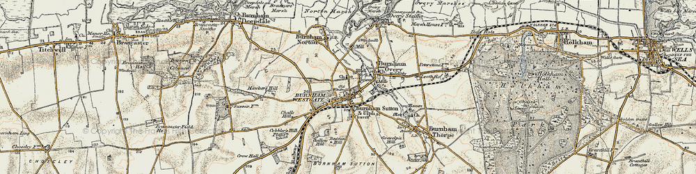 Old map of Burnham Market in 1901-1902