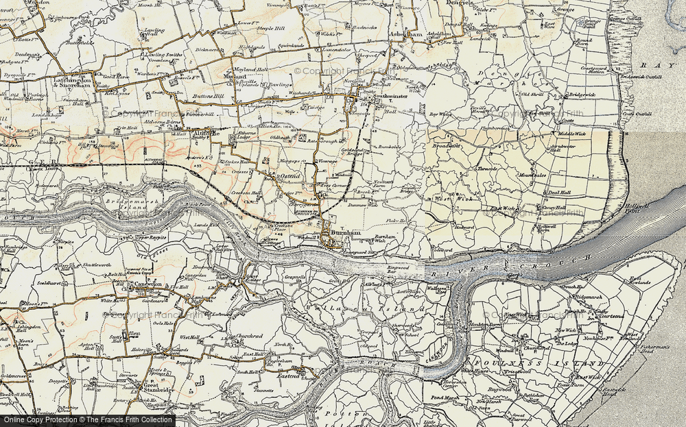 Old Map of Burnham-On-Crouch, 1898 in 1898