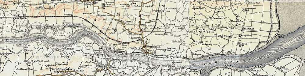 Old map of Burnham-On-Crouch in 1898