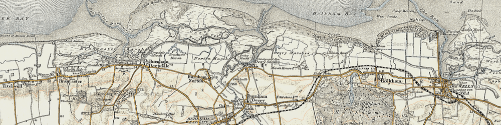 Old map of Burnham Overy Staithe in 1901-1902