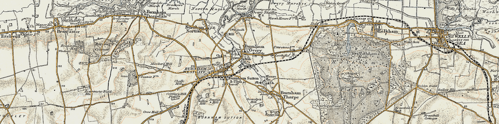 Old map of Burnham Overy Town in 1901-1902