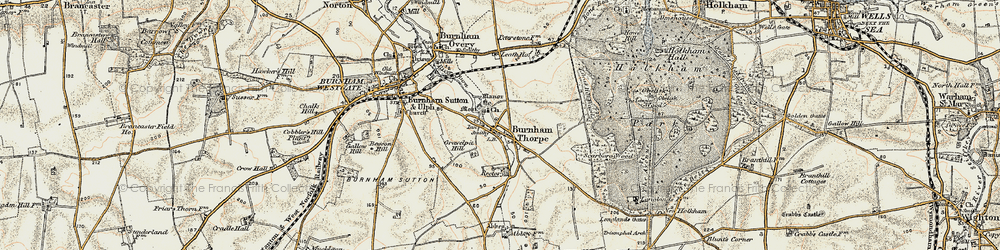 Old map of Burnham Thorpe in 1901-1902