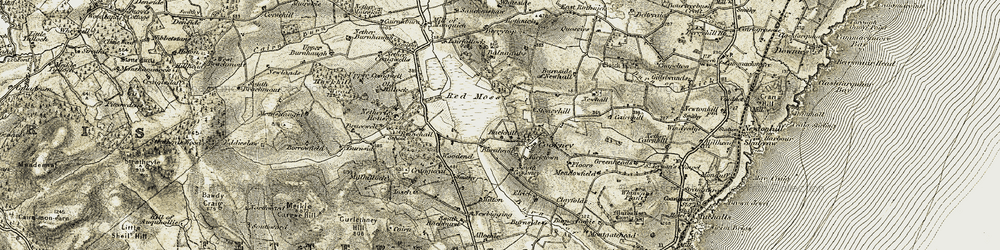 Old map of Woodend in 1908-1909