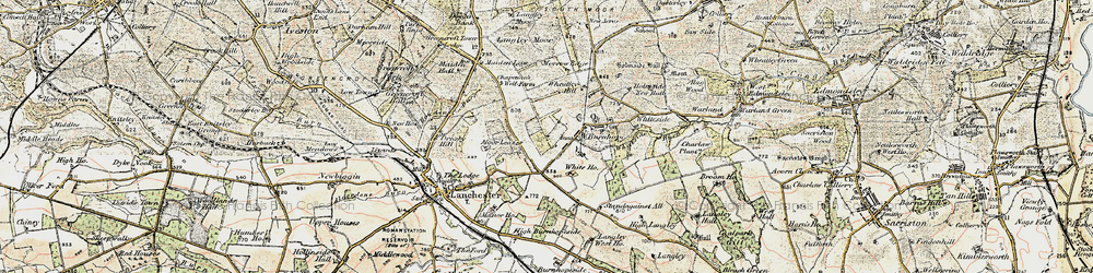 Old map of Burnhope in 1901-1904
