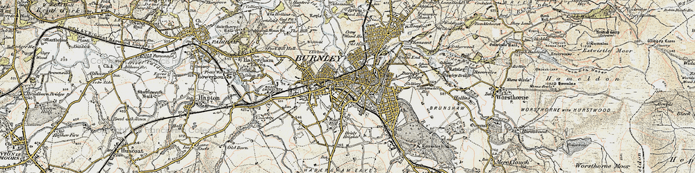 Old map of Burnley in 1903