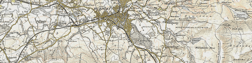Old map of Burnley Wood in 1903