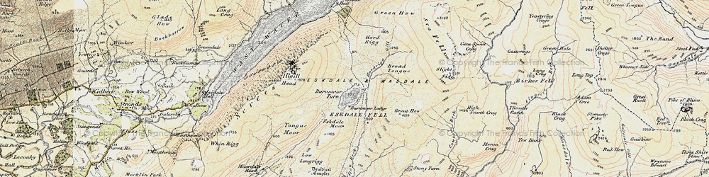 Old map of Burnmoor Tarn in 1903-1904