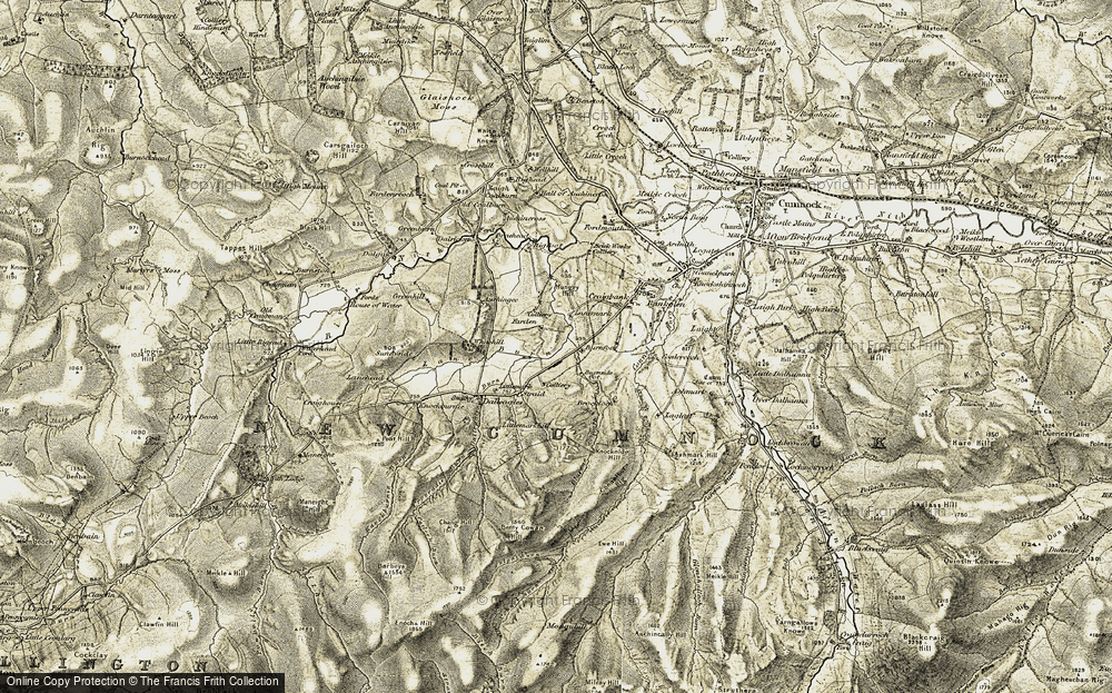 Old Map of Historic Map covering Blarene Burn in 1904-1905