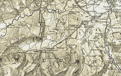 Old map of Blarene Burn in 1904-1905