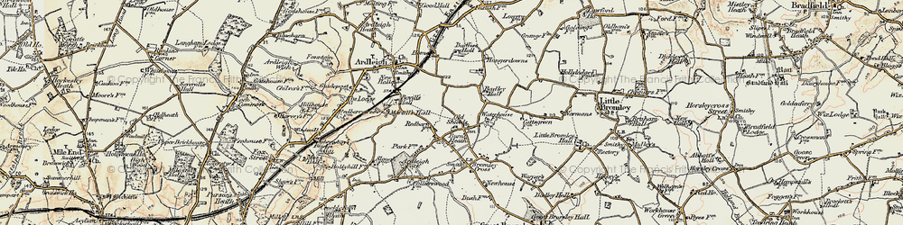 Old map of Burnt Heath in 1898-1899