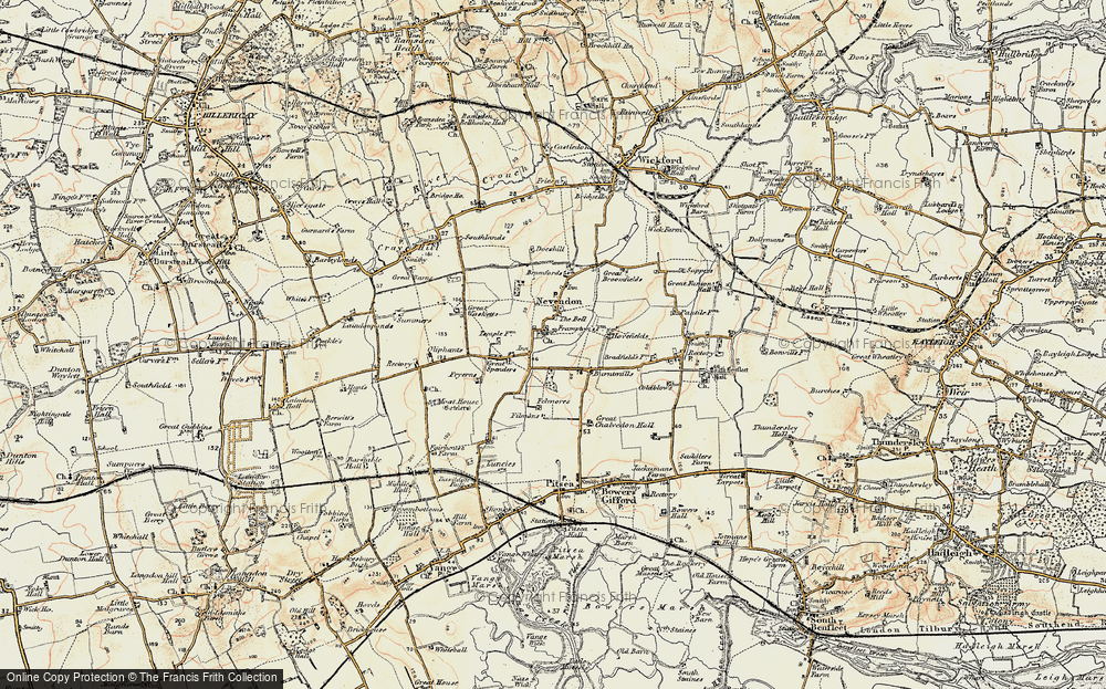 Old Map of Burnt Mills, 1898 in 1898
