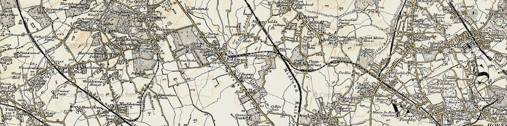 Old map of Burnt Oak in 1897-1898
